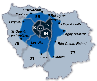 Zones d'intervention Île-de-France
